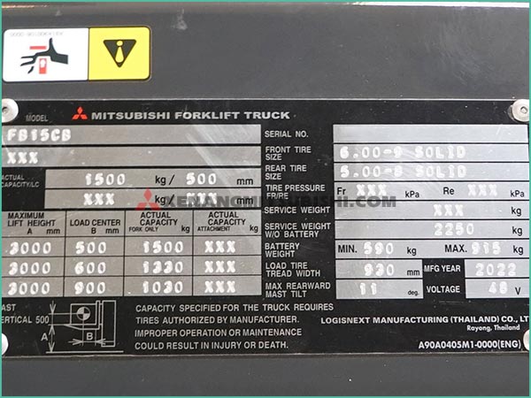 Xe nâng điện ngồi lái MITSUBISHI FB15CB MỚI 100%